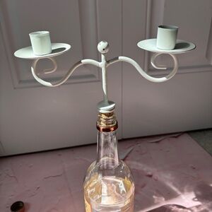 Metal bottle stopper candle holder